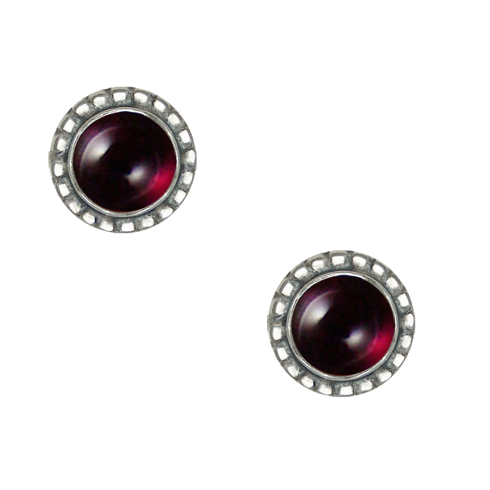 Sterling Silver Small Garnet Post Stud Earrings